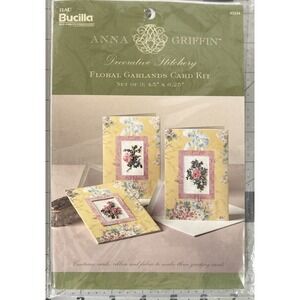 Anna Griffin Bucilla Floral Garlands Card Kit Decorative Silk Ribbon Embroidery